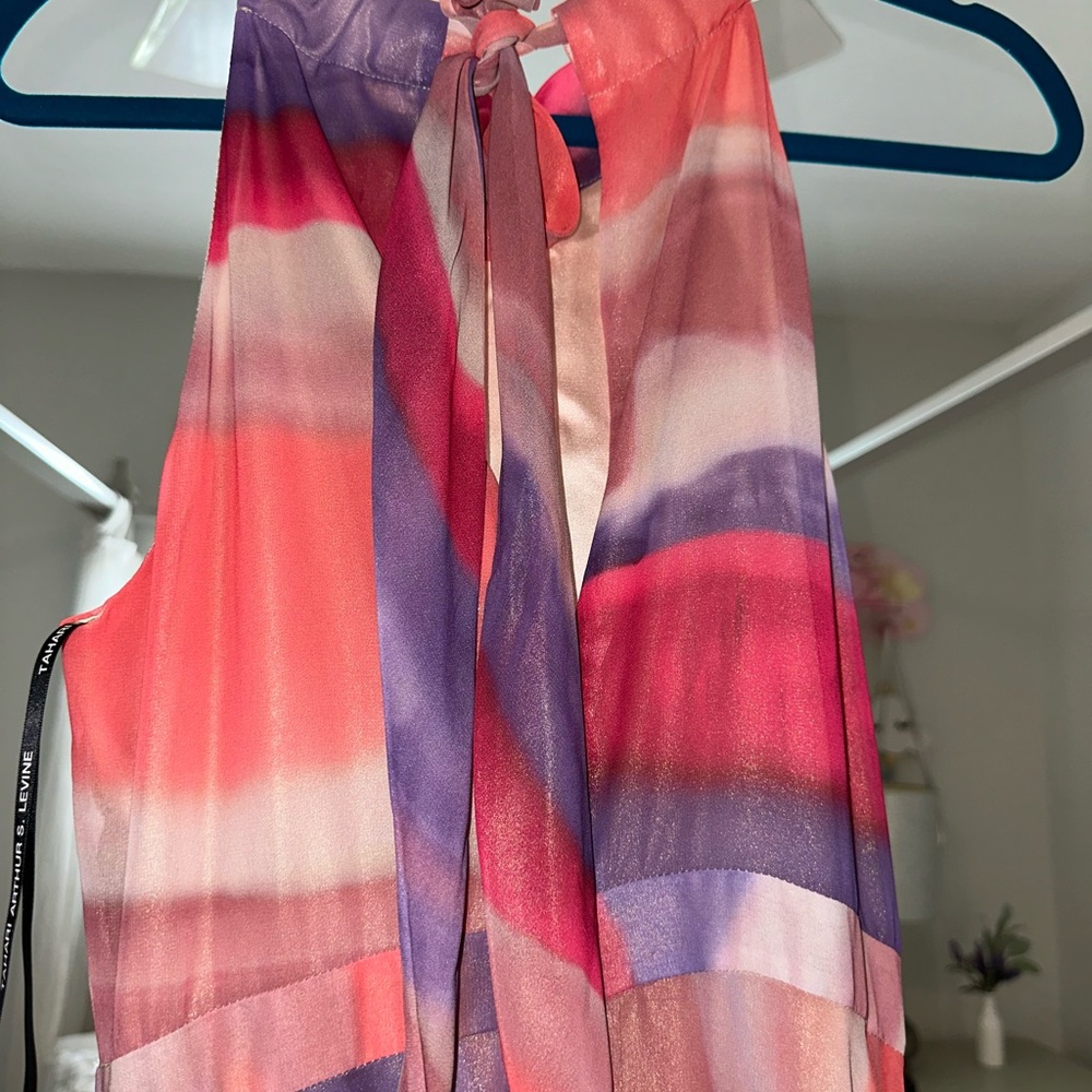 Tahari Women's Halter Multi Color Maxi Summer Dress